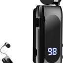 Retractable Wireless Headset Headphone Stereo Earphone V5.0 Noise Cancelling Mic Clip on Earpiece Comfortable HandsFree Headset 20Hrs Talking Time Sports Business Trucker Driver Earbud