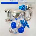 Romantic Birthday Decorations for Him I LOVE YOU & HAPPY BIRTHDAY Foil Balloons & Rose Petals,Blue Silver Special Night Decorations, Husband Anniversary Surprise,Bedroom,Men Boyfriend Hotel Decor