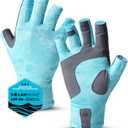 Tough Outdoors UV Fishing Gloves - Fingerless Grip for Kayak Gloves - UPF 50+ Sun Protection - Fishing Accessories (blue)