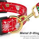 2 x Reflective Dog Collar, Cute Christmas Style Dog Collars for Medium Dogs, Soft Nylon Puppy Collar for Boy and Girl Female Dog, Adjustable Heavy-Duty Pet Collar with Quick Release Buckle, Red (M (Neck 14-20", Width 1"))