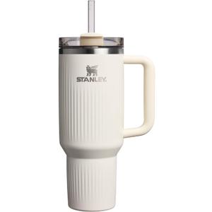 STANLEY Quencher H2.0 Tumbler with Handle and Straw 40 oz | Flowstate 3-Position Lid | Cup Holder Compatible for Travel | Insulated Stainless Steel Cup | BPA-Free | Fluted Cream Gloss