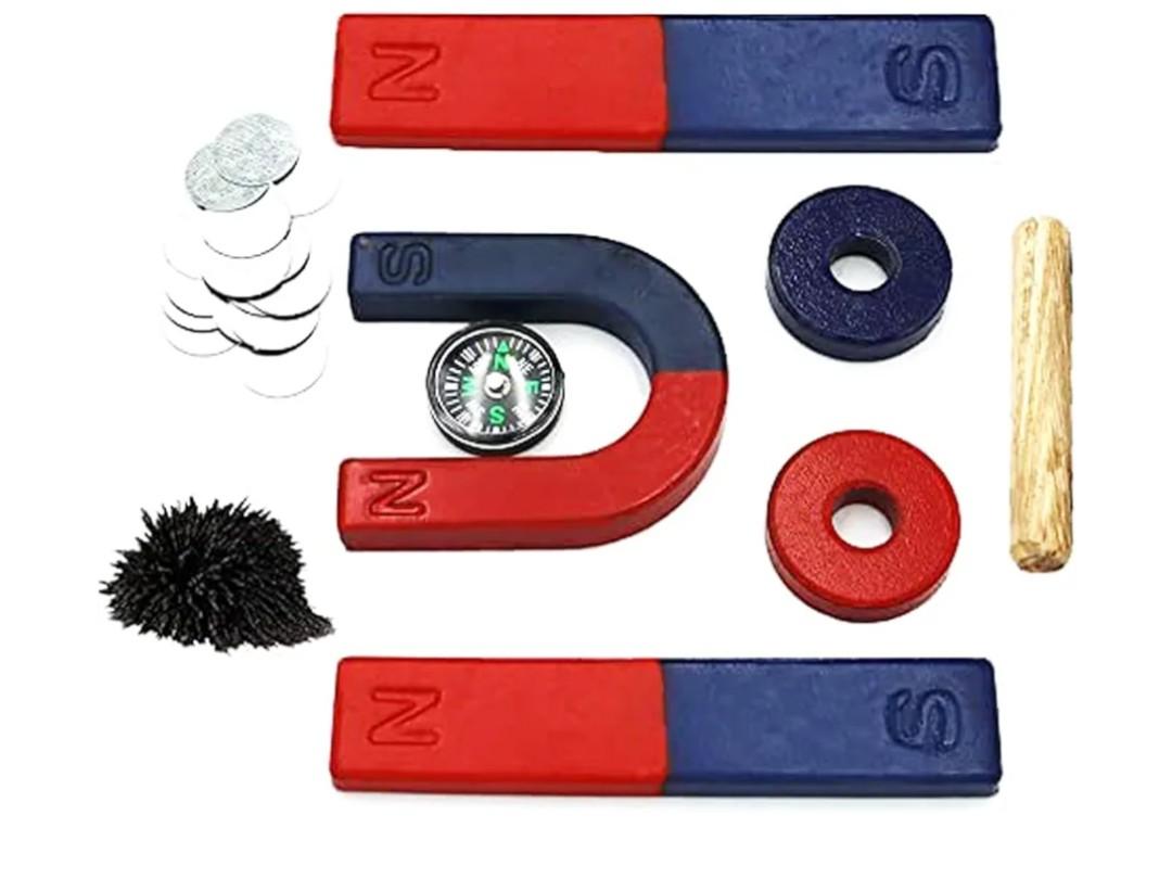 Magnets for Kids Classroom Students Education Science Experiment Kid Magnets Kit Set Including Bar/Ring/Horseshoe Magnets/Compass/Iron Filings