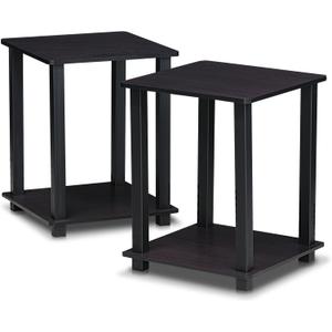 Furinno Simplistic Set of 2 End Table, Dark Walnut (2-Pack, Plastic Pole 15.6 x 15.6)