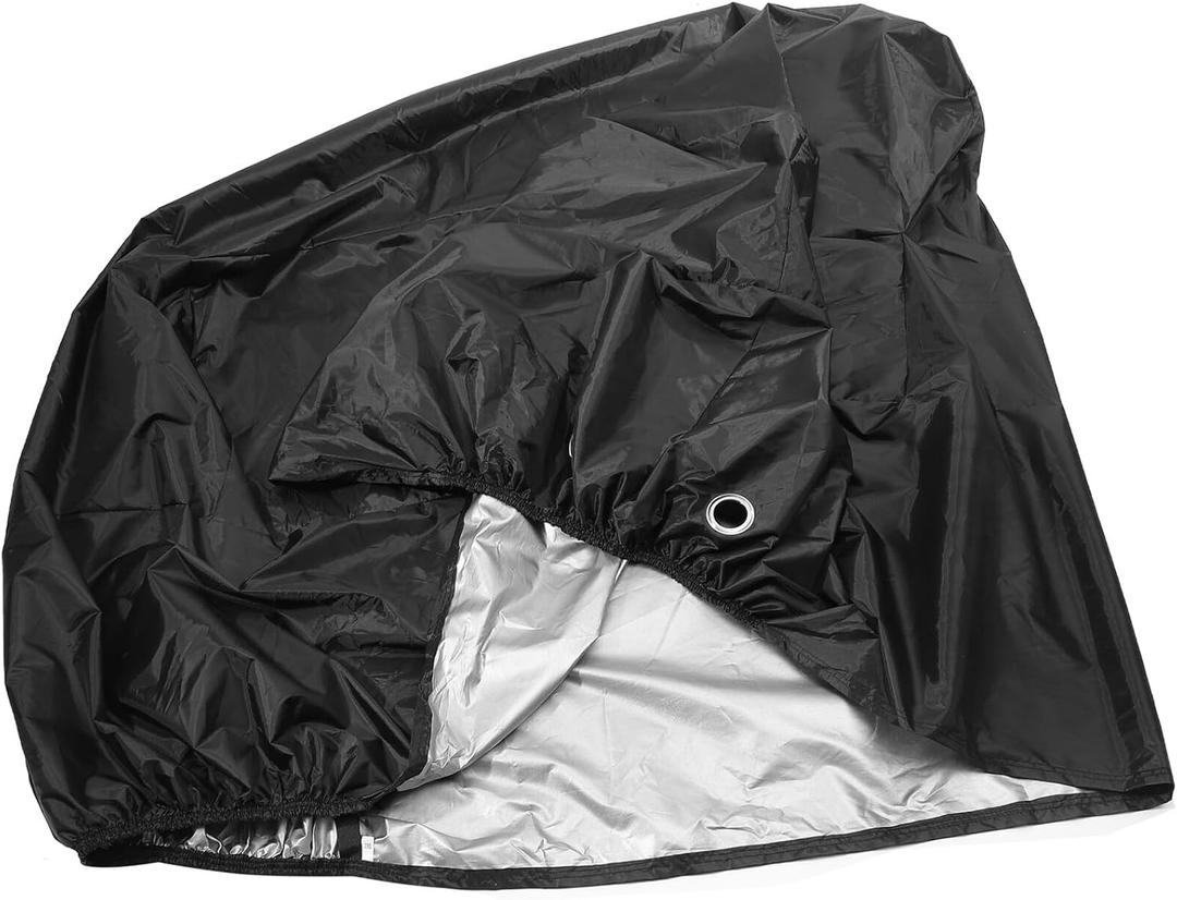 TIDTALEO Black Motorcycle Cover XXXL with Storage Bag UV Resistant Breathable Double Stitched Seams Elasticated Hem for Outdoor Rain Dust Snow Protection