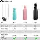 Insulated Water Bottle, 2 Pack-9oz Stainless Steel Water Bottles with straw lid, Metal Sports Water Bottles for Boys,Girls, Double Wall Vacuum BPA-Free Flask for Sports (Black-Sliver)