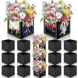 18 Pcs Graduation Photo Box Centerpieces Table Photo Display Frames for 6 x 4 Inch Pictures Graduation Party Table Decorations and Congrats Grad Gifts (Black)