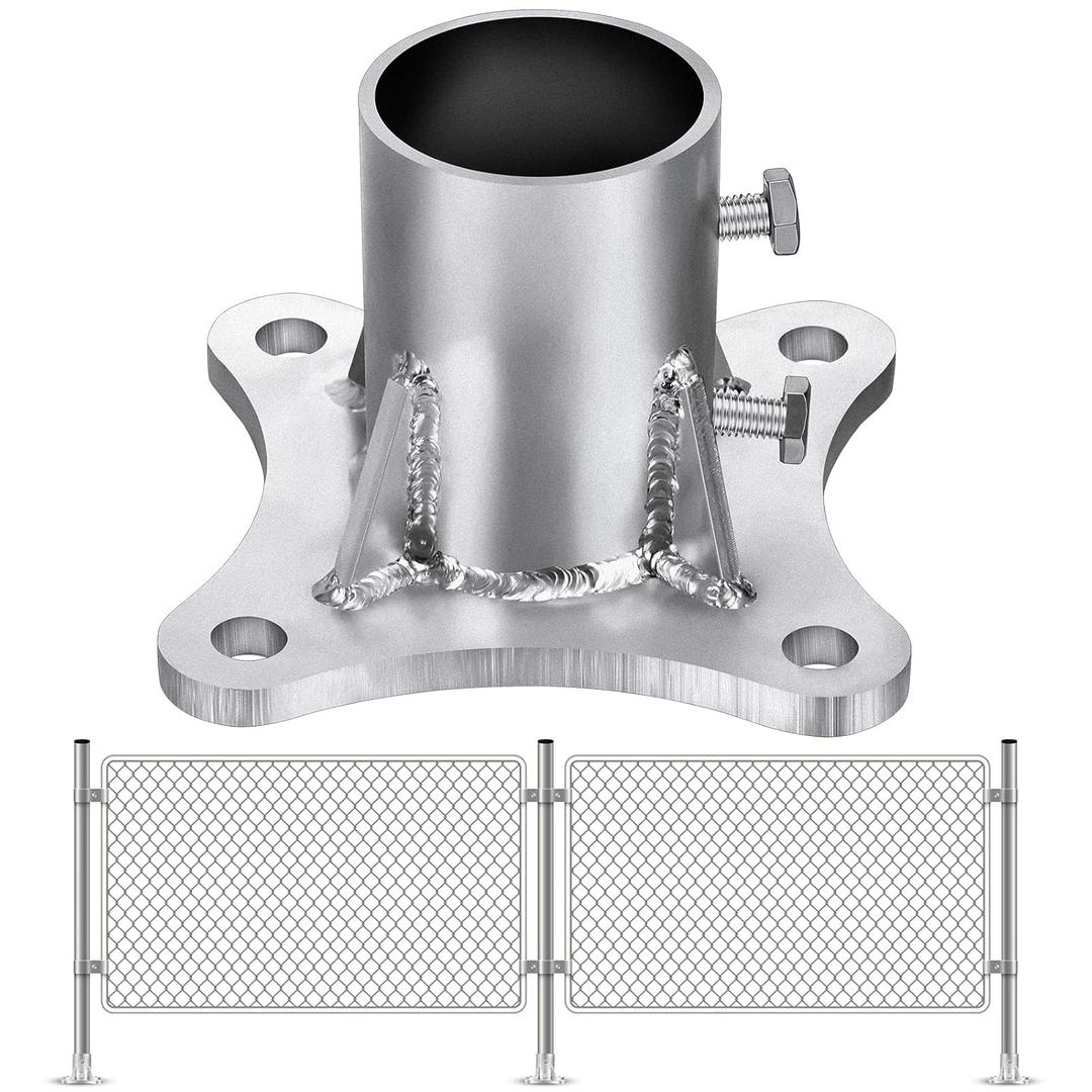 Zonon 1 Pcs 2 1/2 Chain Link Fence Metal Post Base Parts (2 3/8 Od) Pipe Floor Flanges Galvanized Steel Round Posts, Outdoor