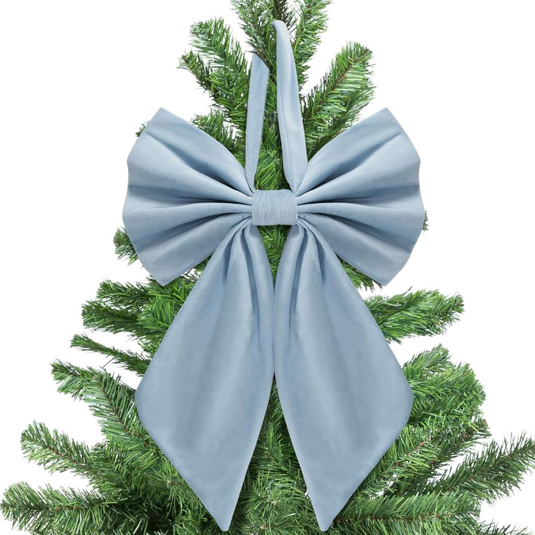 Janinka Big Bow 22", Large Bow for Decoration, Birthday Party Background Decor, Ribbon Hanging Decor for Door Windows Wedding Baby Shower Party Decoration(Dusty Blue,Velvet)