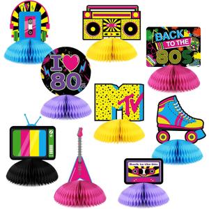 80s Party Decorations Back To The 80s Party Honeycomb Centerpieces Retro Table Toppers For 1980s Birthday Party Favors Supplies Neon Party Decorations