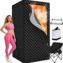 Upgraded Portable Sauna for Home, Large Size Personal Sauna Box with 3L 1300W Steamer, Big Folding Chair, 9 Levels Heat, Full Body Steam Room Tent for Home Relaxation Spa 3'x3'x5.9' Black