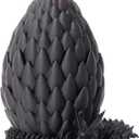 3D Dragon Egg - Easter Egg with Flexible Dragon Inside, Large 3D Printed Gift, Figurine Decor, Executive Desk Toy(12 Dragon, Black)