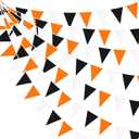 32Ft Orange Black White Graduation Party Decorations 2023 Halloween Pennant Banner Fabric Triangle Flag Bunting Garland for Thanksgiving Wedding Birthday Home Nursery Outdoor Garden Hanging Decoration