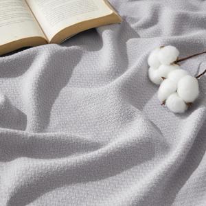 Bedsure GentleSoft 100% Cotton Large Blanket Oversized King for Bed 120x94 inches - Breathable Soft Cozy Herringbone Woven Blanket for Summer Spring, Couch Cover, Cool Grey