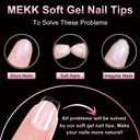 MEKK Short Coffin Nail Tips,240PCS Full Cover Half Matte Soft Gel Nail Tips,Pre-Shaped Nail Extensions for Home DIY & Salon Use - 12 Sizes