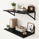 Heimlove Deep Wide Floating Shelves Black 24 Inch