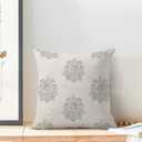 Blue Brown Floral Pillow Covers 18x18 Inch Set of 2, Blockprint Flower Outdoor Decorative Grandmillennial Throw Pillows Neutral Floral Couch Cushion Case for Chair Sofa Bedroom Living Room