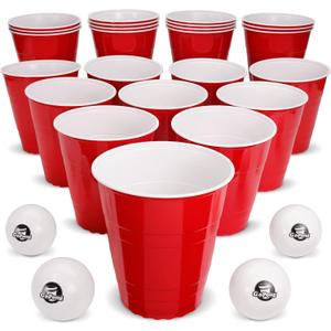 GoPong Giant Yard Pong Drinking Game for Adults  Indoor/Outdoor Lawn, Beach, and Tailgating Beer Pong Party Game  24 Heavy Duty Giant Cups with 4 Balls (X-Large (Pack of 24))