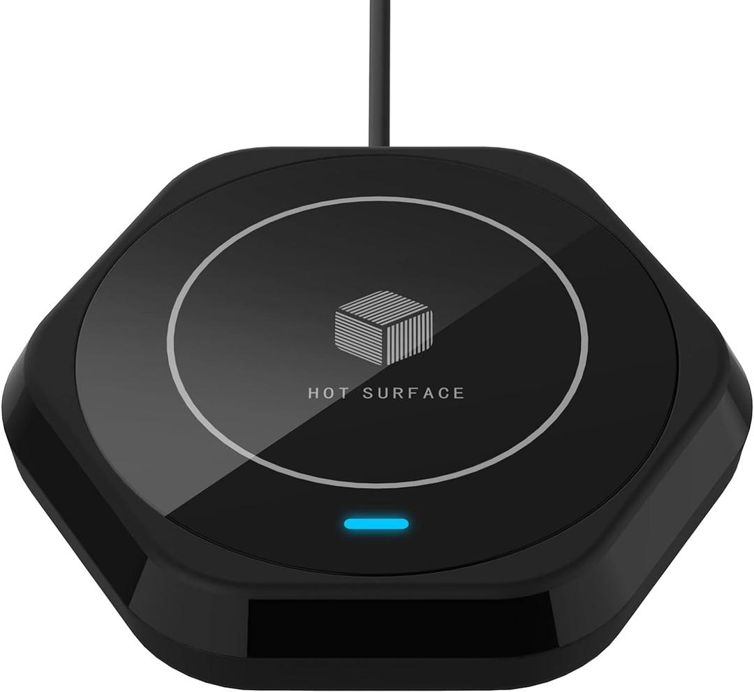 Smart Beverage Heating Plate Candle Wax Cup Warmer Electric Thermostat Coaster for Hot Coffee Milk Tea Water Cocoa Desk Home Office Use (R1 Black)