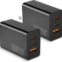 [2-Pack] USB C Wall Charger 3-Port,100W GaN Multiport Fast Charging Charger Block, PD+QC Power Adapter Plug for iPhone 17 Air/16/15/14/13/Pro Max/XS/XR, MacBook Pro/Air,iPad, Samsung S25/S24, and More