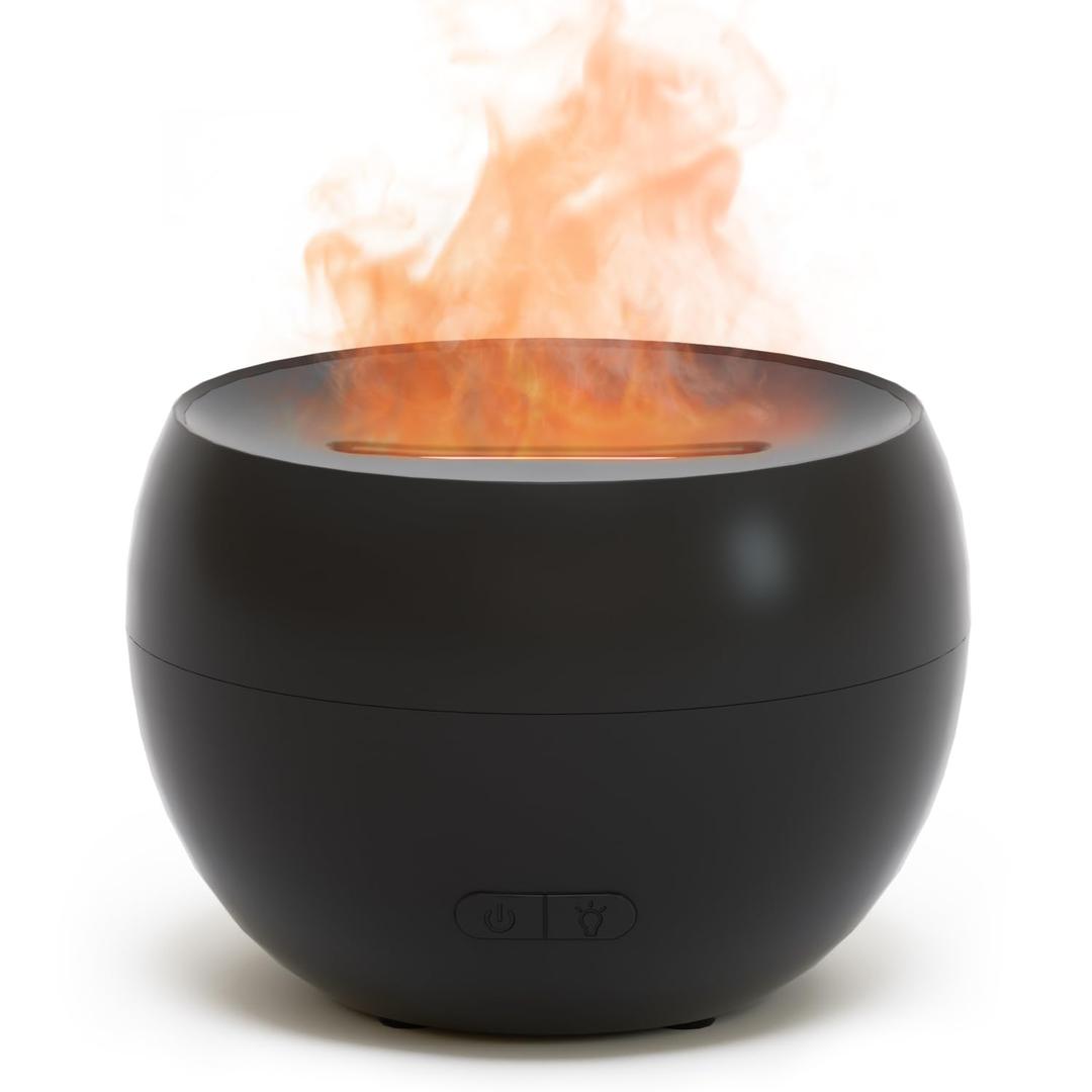 SALKING Flame Diffuser for Essential Oils, Fire Aromatherapy Essential Oil Diffuser, 150ml Ultrasonic Cool Mist Humidifier with Auto-Off Function, Small Diffuser for Home,Office,Bedroom,Gift (Black)