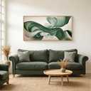 KAIRNE Green Abstract Neutral Wall Art Set, Minimalist Green Lines Wall Decor, Modern Flowing Texture Painting for Living Room, Bedroom, Office, Framed Easy to Hang 20x40 Inches (40L" x 20W")