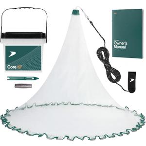 American Pro Cast Net - 4ft/6ft/8ft/10ft/12ft - 3/8" Mesh - Real Lead 1-lbs/ft Double Line - 2024 Upgraded & Optimized - Old Salt Premium Cast Nets for Fishing - E-Book & Utility Box Included