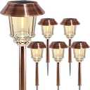 XMCOSY+ Solar Pathway Lights Outdoor - 6 Pack Solar Garden Lights, 10-40 LM Dimmable Solar Lights Outdoor Waterproof Auto On/Off IP 65 Solar Powered Landscape Lighting for Patio Walkway Driveway