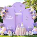 Purple Arch Cover 3 Set - 6FT, 6.6FT, 7.2FT Lavender Arch Backdrop Cover Spandex Wedding Arch Stand Covers for Baby Shower Girls Birthday Party Wedding Bridal Shower Photo Background Decorations