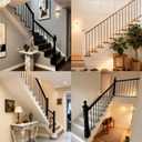 WICHEMI 32 Pack Stair Balusters Indoor, 44" x1/2" Iron Balusters for Staircase, Square Straight Stair Spindles Iron Black with Baluster Plate Shoes