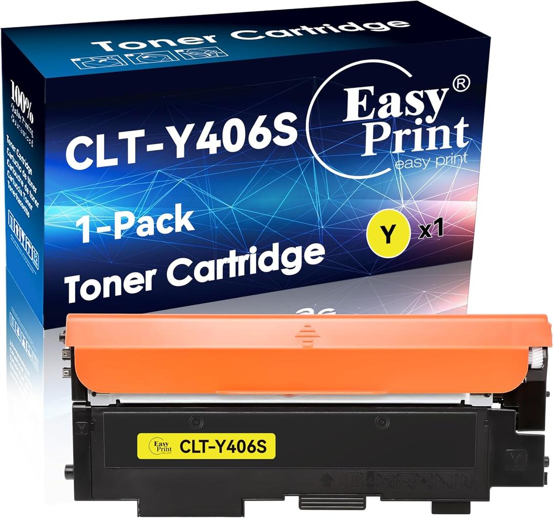 EASYPRINT Compatible (1x Yellow Pack) CLT406S CLT-406S Toner Cartridge 406S CLT-Y406S Compatible for Samsung CLP-360/362/363/365W/366W CLX-3303FW/3305FW/3306FN SL-C460FW/C463W Printer