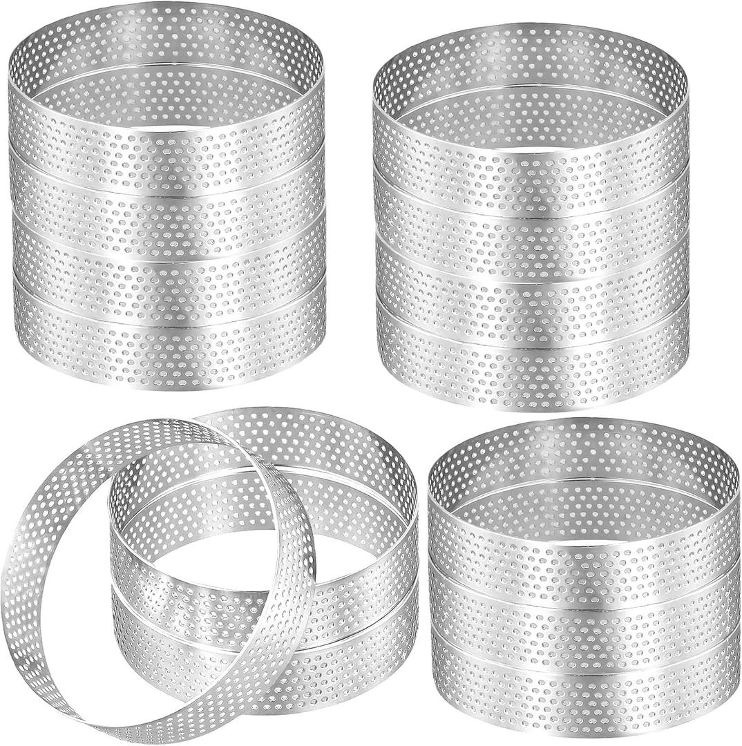 14 Pcs 3 Inch Tart Rings,Stainless Steel Crumpet Ring,Round Mousse Cake Ring Metal Pastry Mold for Baking Cooking Pastries