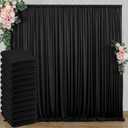 60 ft x 10 ft Wrinkle Free Black Backdrop Curtain for Parties, 12 Panels 10ft Polyester Black Photo Backdrop Drapes for Graduation Birthday Wedding Party Stage Curtains