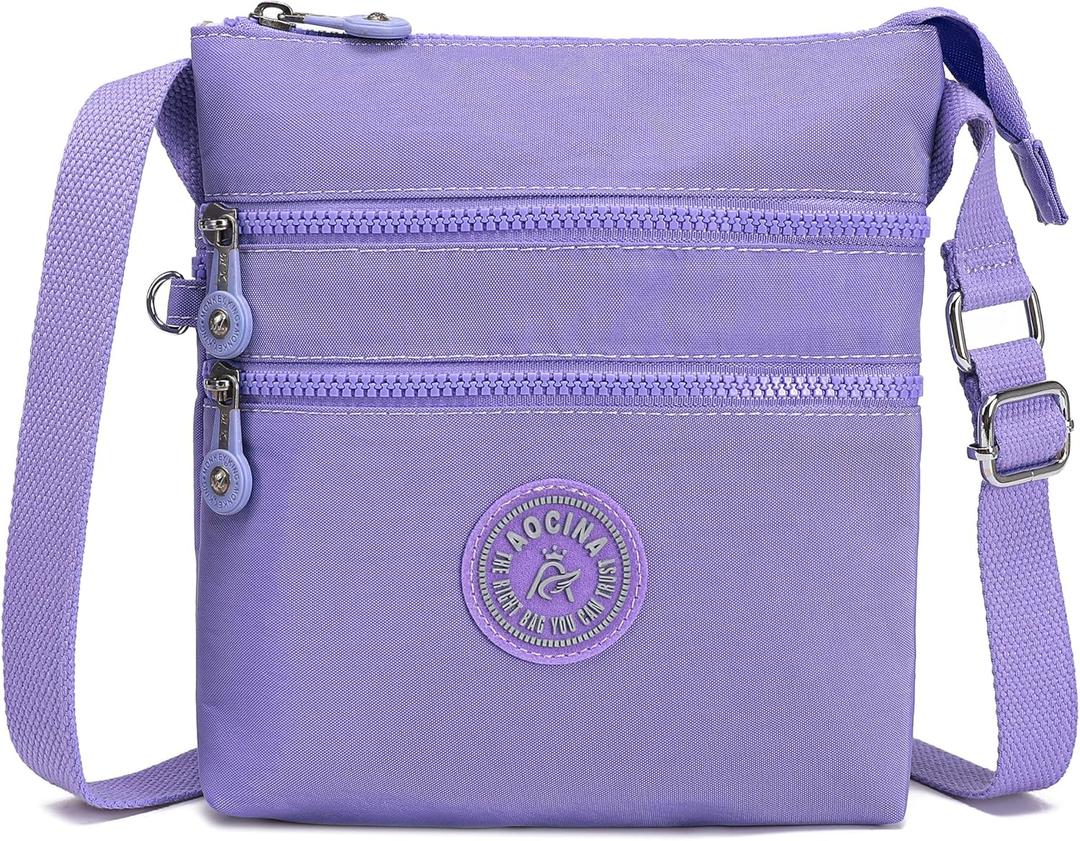 AOCINA Nylon Crossbody Bags for Women Multi Pocket Small Cross Body Purse Lightweight Travel Phone Purses Shoulder Handbags