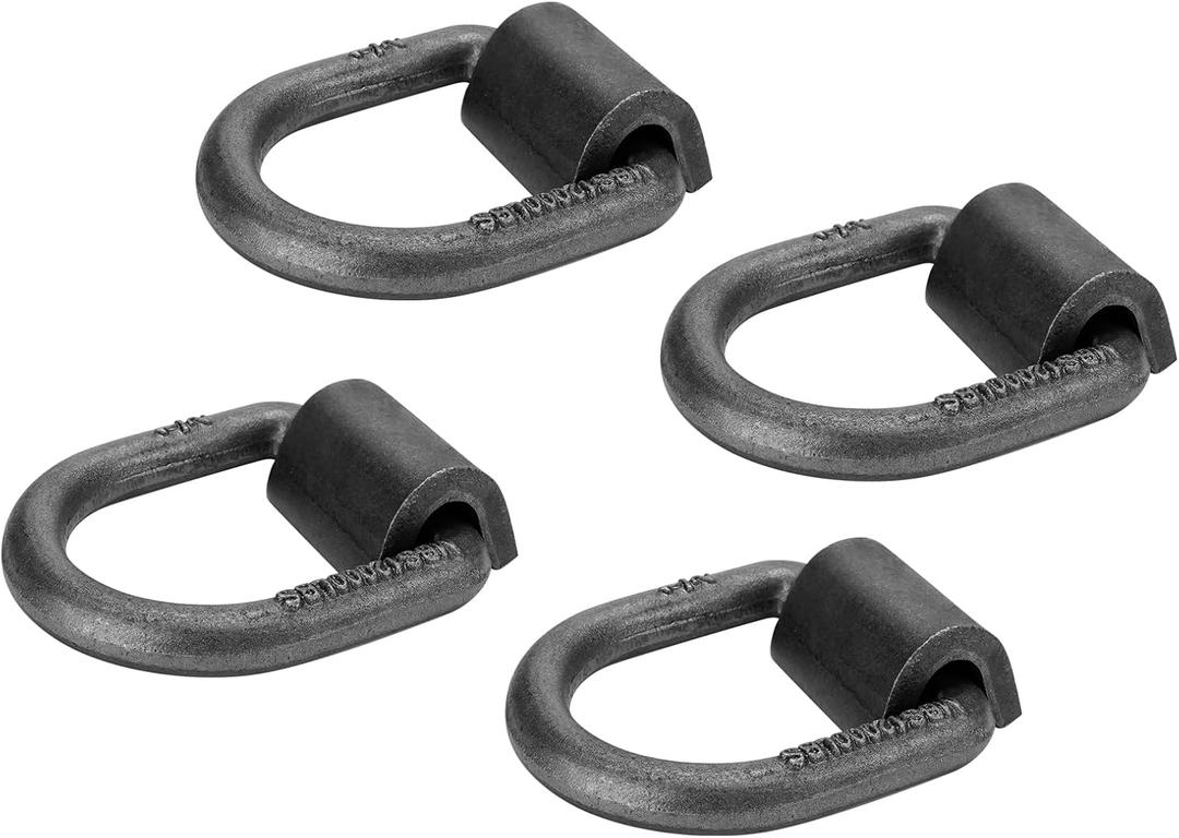 1/2" 12000 lbs Heavy Duty Weld-On Forged Steel D-Rings Tie Anchor Tie Ring for Securing ATV, UTV, Riding Lawn Mowers and Other Heavy Cargo, 4 Pack