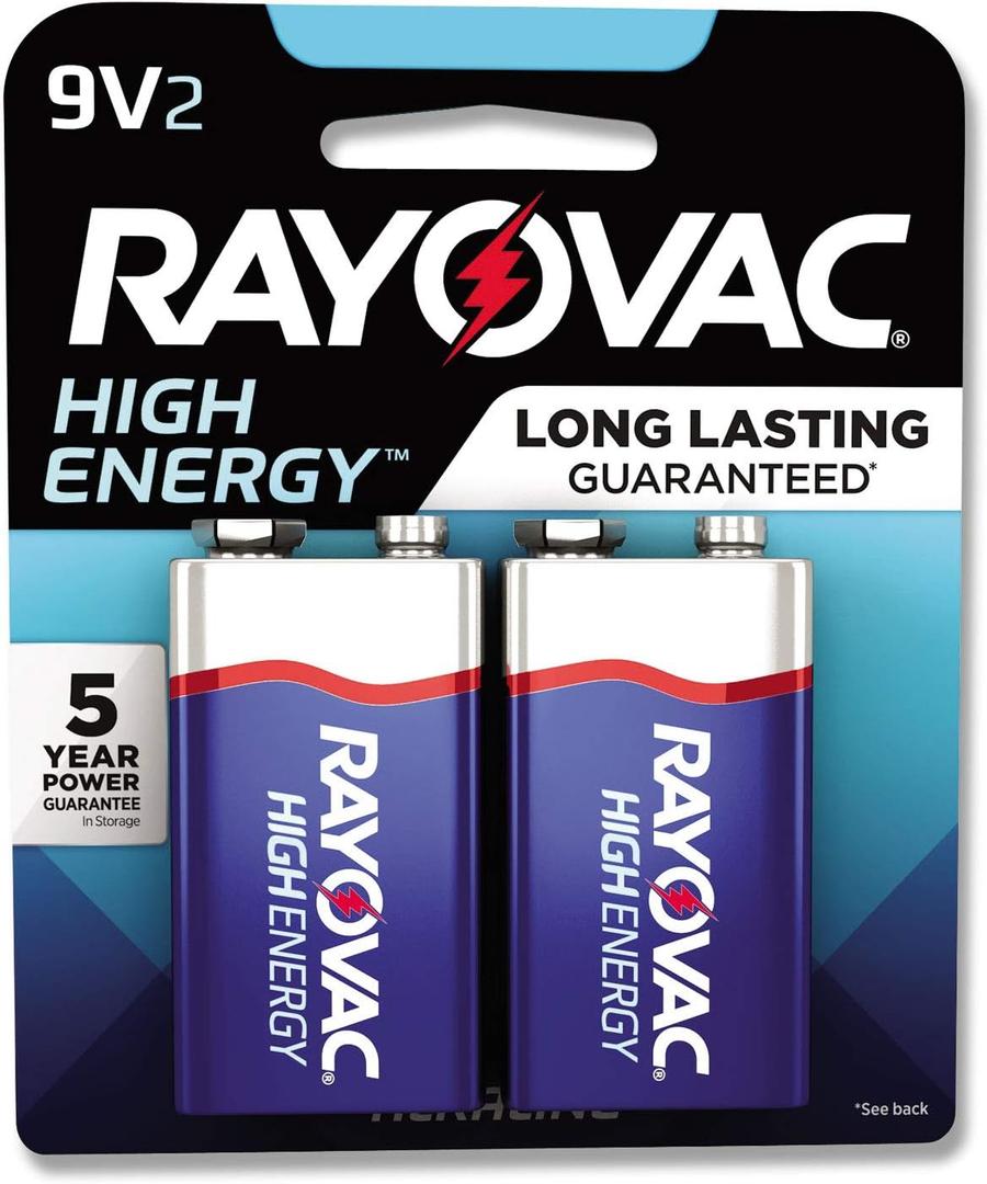 Rayovac Alkaline 9Volts Battery, 2 Pack