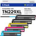 TN229XL TN229 Compatible Toner Cartridge 5 Pack Replacement for Brother TN229XL TN-229XL TN-229 Toner Cartridges to Work for MFC-L3720CDW MFC-L3780CDW HL-L3220CDW HL-3280CDW HL-L3300CDW Printers