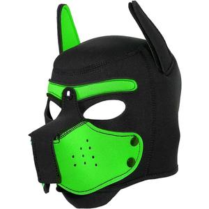 Pup Hood, Pup Play Hood, Removable Dog Full Face Pup Hood (Green)