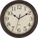 Foxtop 14 Inch Wall Clock Battery Operated Silent Non-Ticking Round Classic Vintage Retro Wall Clock Decorative for Living Room Kitchen Home Office (Bronze)
