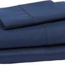 Amazon Basics Lightweight Super Soft Easy Care Wrinkle Free Microfiber 3 Piece Bed Sheet Set with 14-Inch Deep Pockets, Twin, Navy Blue, Solid, Kids, Men & Women Bedding