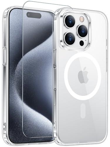 Temdan for iPhone 15 Pro Max Case Clear, [Compatible with Magsafe][Anti-Yellowing][Military-Grade Protection] Shockproof Slim Phone Sleeve Case for iPhone 15 Pro Max