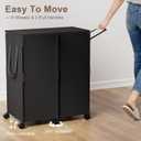 140L Double Laundry Hamper with Lid and 6 Wheels, Rolling Laundry Basket with 2 Removable Bags, Heavy Duty Metal Frame Clothes Cart, 2-Section Laundry Sorter for Bedroom, Bathroom (Black)