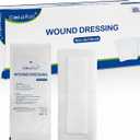 Island Dressing Bordered Gauze 4"x10", 50 Individually Packed Non-Stick Pad in Center with Adhesive Border,Soft Absorbent Medical Grade Dressing Gauze Pad for Wound Care and First Aid