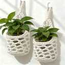 HOREAKHJ Macrame Wall Plant Hanger, Hanging Planter Basket Holder, Wall Planters for Indoor Plants, for Up to 4 Inch Pot (Ivory, 4-Inch)