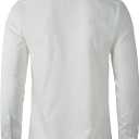 Beninos Men's Wrinkle Free Dress Shirts Slim Fit Long Sleeve Casual Button Down Shirt (White, S)