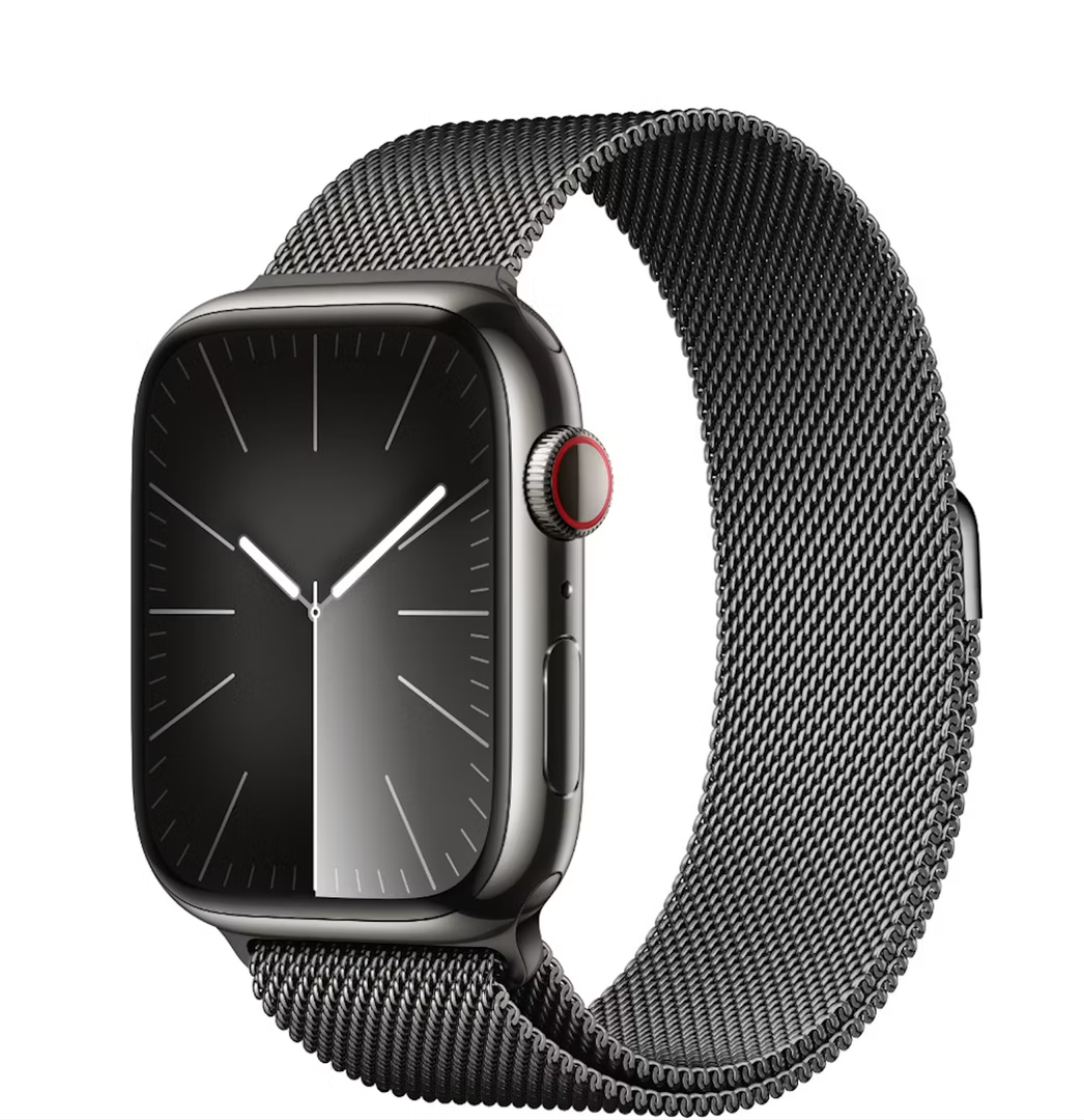Apple Watch Series 9 [GPS + Cellular 45mm] Smartwatch with Graphite Stainless Steel Case with Graphite Milanese Loop. Fitness Tracker, ECG Apps, Always-On Retina Display