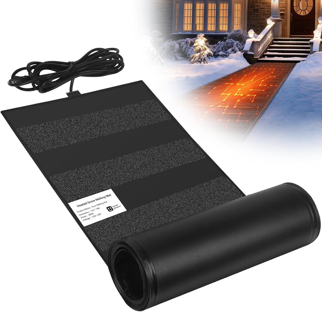 Heated Snow Melting Mats, 13in x 10FT Heated Outdoor Mats for Winter Snow Removal,Snow and Ice Melting Mats for Proof and Sidewalks