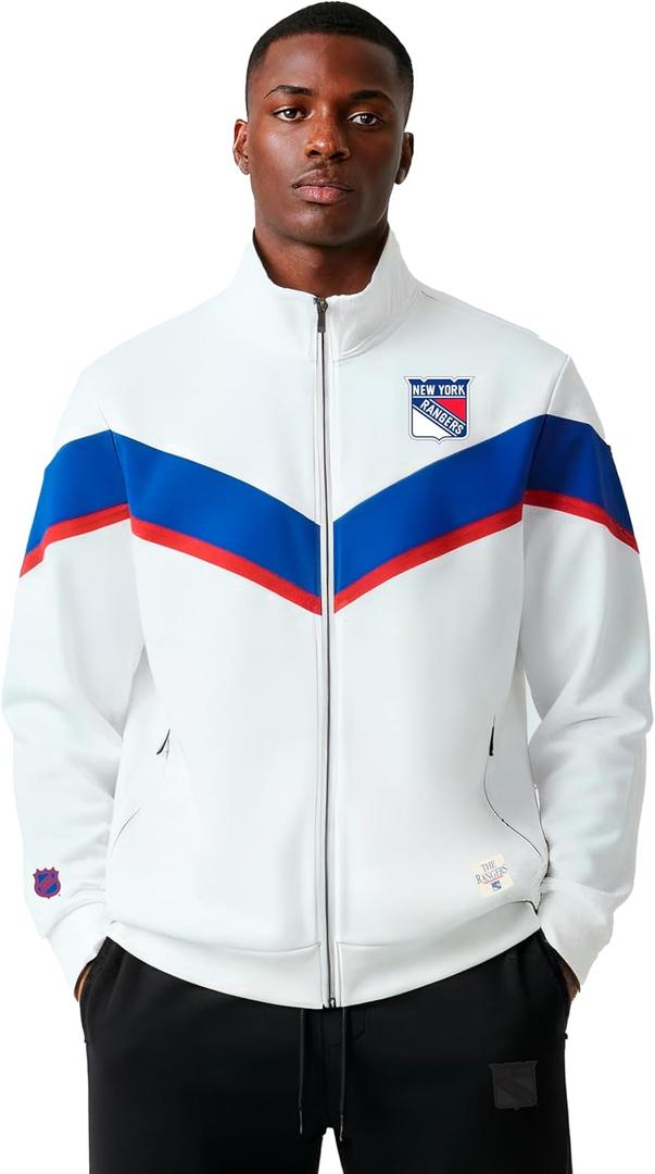 GAME 7 NHL mens X Nhl Men's Officially Licensed Long Sleeve Neoprene Zip Up Sweatshirt (White), 2XL