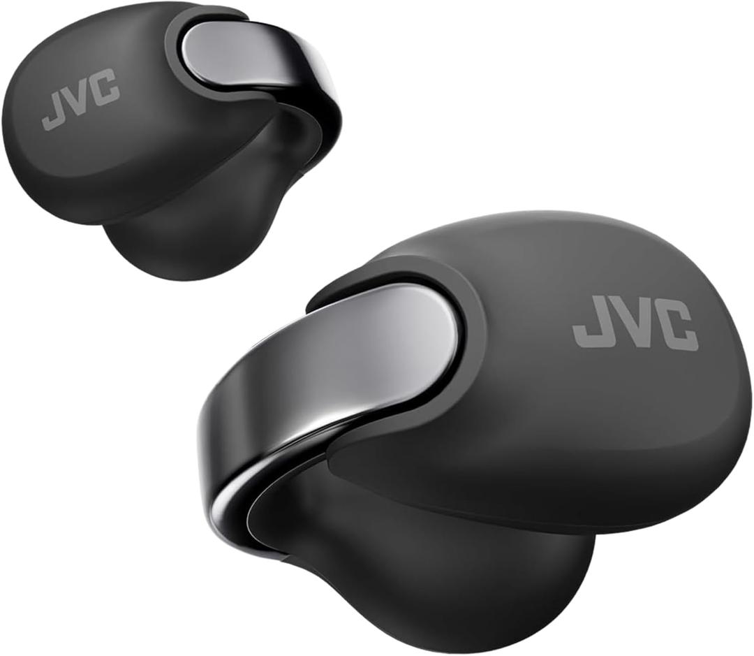 JVC Nearphones Open Ear True Wireless Headphones - Open Ear Earbuds - Bluetooth 5.3-24H Playback - IPX4 Water Resistant - Built-in Mic - Awareness & Comfort - Ear Clip Earbuds - HANP1T (Black)