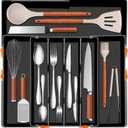 Expandable Large Silverware Organizer - BPA-Free Food-Safe Utensil Drawer Organizer Adjustable Kitchen Drawer Organizer Flatware Cutlery Tray, Classified Storage for Spoons Forks Knives (10.2"-17.2"W x 13.2-17.9"L x3"H, Black)