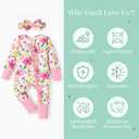 PATPAT Baby Girl Boy Footie Clothes, Bamboo Viscose, 2-Way Zipper, Fold-Over Mittens & Cuffs with Hat/Headband (XS)
